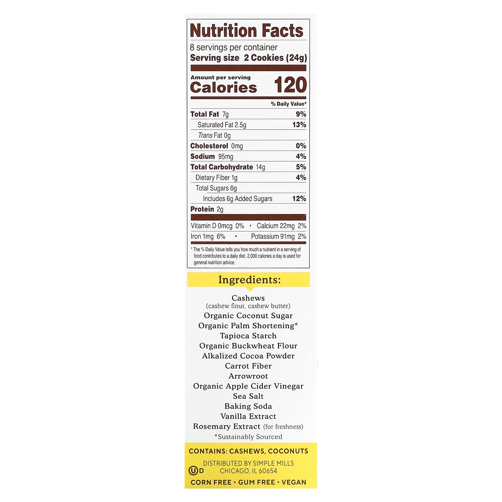 Simple Mills, Nut Butter Stuffed Sandwich Cookies, Cocoa Cashew Creme