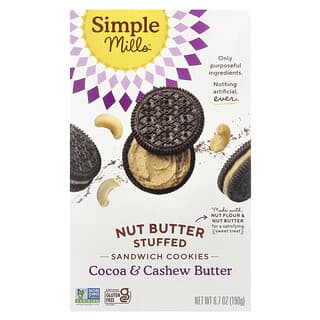 Simple Mills, Galletas tipo sándwich rellenas con mantequilla de frutos secos, Manteca de cacao y castañas de cajú, 190 g (6,7 oz)