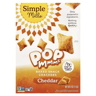Simple Mills, Pop Mmms, Baked Snack Crackers, Cheddar, 4 oz (113 g)