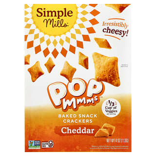Simple Mills, Pop Mmms™, запеченные крекеры, вкус чеддера, 113 г (4 унции)