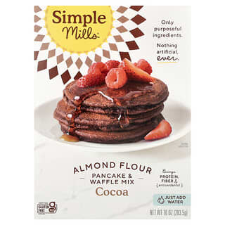 Simple Mills, смесь для выпекания блинов и вафель с миндальной мукой, какао, 283,5 г (10 унций)