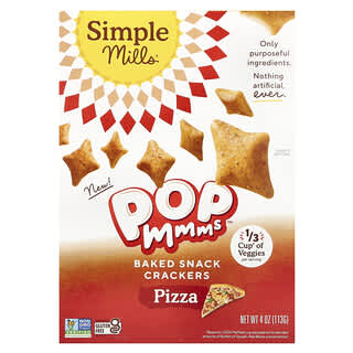 Simple Mills, Pop Mmms, запеченные крекеры, со вкусом пиццы, 113 г (4 унции)