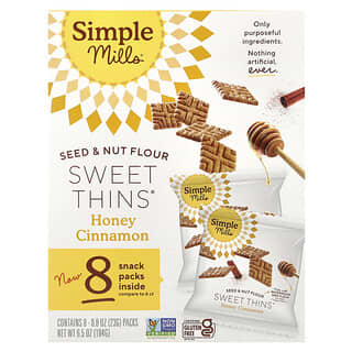 Simple Mills, Seed & Nut Flour, Sweet Thins, Honey Cinnamon, 8 Packs, 0.8 oz (23 g) Each