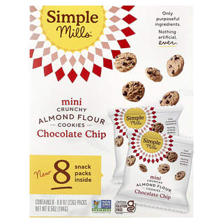 سيمبل ميلز‏, بسكويت دقيق اللوز المقرمش ، رقائق الشوكولاتة ، 8 أكياس ، 0.8 أونصة (23 جم)