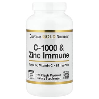 California Gold Nutrition, добавка для укрепления иммунитета C-1000 с цинком, 120 растительных капсул