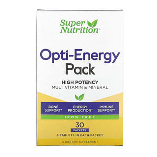 Super Nutrition, Opti-Energy Pack, мультивитамины и минералы, без железа, 30 пакетиков