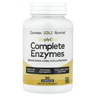 California Gold Nutrition, SimplyOne®, 종합 효소, 베타인 HCI, 우담즙 추출물, 풀 스펙트럼 효소, 브로멜라인 함유, 캡슐 90정