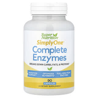 Super Nutrition, SimplyOne®, Complete Enzymes with Betaine HCl, Ox Bile Extract, Full-Spectrum Enzymes, and Bromelain, 90 Capsules