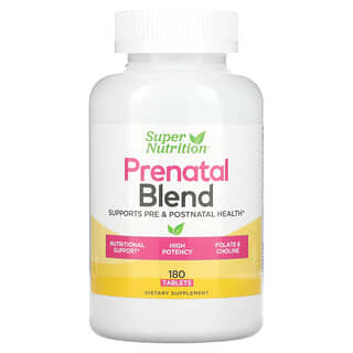 Super Nutrition, Prenatal Blend, 엽산과 콜린 함유 종합 비타민, 180정