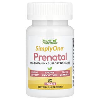 Super Nutrition, SimplyOne, Prenatal, Multivitamin and Supporting Herbs, 30 Tablets