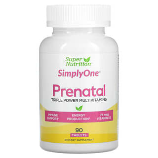 Super Nutrition, SimplyOne، ما قبل الولادة، فيتامينات متعددة ثلاثية القوة، 90 قرص