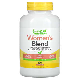 Super Nutrition, Mezcla para mujeres, Suplemento multivitamínico diario con ingredientes botánicos equilibrantes, Sin hierro, 180 comprimidos