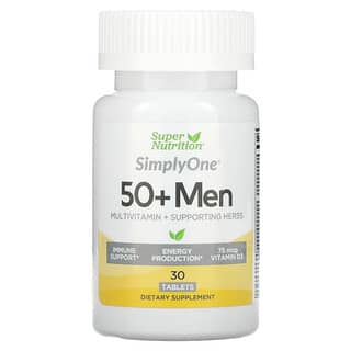 Super Nutrition, SimplyOne, Hombres mayores de 50 años, Suplemento multivitamínico de triple acción, 30 comprimidos