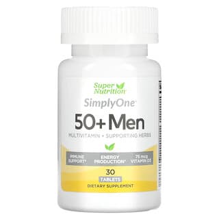 Super Nutrition, SimplyOne, Multivitamines triple puissance, Hommes 50+ 30 comprimés