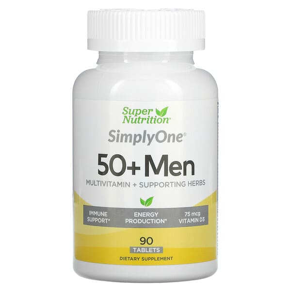 Super Nutrition, SimplyOne（シンプリーワン）、50歳以上の男性用マルチビタミン＋サポートハーブ、タブレット90粒