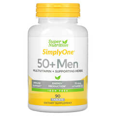 Super Nutrition, SimplyOne, Men's 50+ Multivitamin with Supporting Herbs, Multivitamin mit unterstützenden Kräutern für Männer ab 50, ohne Eisen, 90 Tabletten