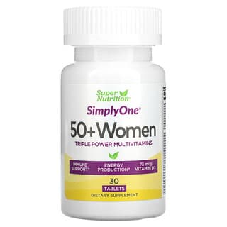 Super Nutrition, SimplyOne, Mujeres mayores de 50 años, Suplemento multivitamínico de triple acción, 30 comprimidos