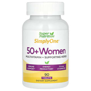 Super Nutrition, SimplyOne, Multivitamínico de Potência Tripla para Mulheres Acima de 50 Anos, 90 Comprimidos