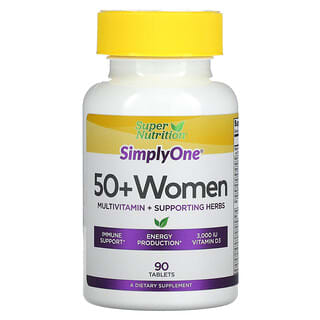 Super Nutrition, SimplyOne, Mulheres acima de 50 Anos, Multivitamínico + Ervas de Reforço, 90 Comprimidos