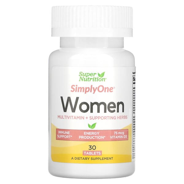 Super Nutrition‏, SimplyOne، فيتامينات متعددة + أعشاب داعمة، للنساء، 30 قرصًا