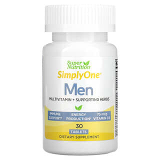 Super Nutrition, SimplyOne, Hombres, Suplemento multivitamínico de triple acción, 30 comprimidos