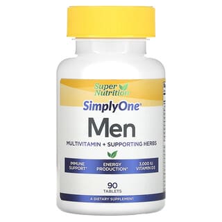 Super Nutrition, SimplyOne, Hombres, Suplemento multivitamínico más hierbas de refuerzo, 90 comprimidos