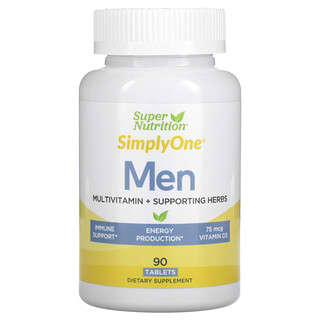 Super Nutrition, SimplyOne, Homens, Multivitamínico + Ervas de Apoio, 90 Comprimidos