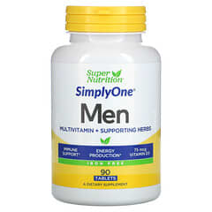 Super Nutrition, SimplyOne วิตามินรวมและสมุนไพรบำรุงสำหรับผู้ชาย ปราศจากธาตุเหล็ก บรรจุ 90 เม็ด