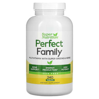Super Nutrition, Perfect Family，含有SUPER GREEN植物和草本的多维生素，无铁，240 片