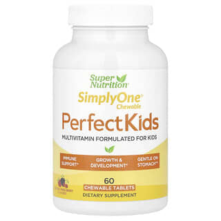 Super Nutrition, Perfect Kids Complete Multivitamin, komplettes Multivitaminpräparat für Kinder, gemischte Beeren, 60 pflanzliche Kautabletten