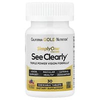 California Gold Nutrition, SimplyOne®, See Clearly, trippel kraftig synsformel med lutein, zeaxanthin, vitaminer, mineraler og botaniske ekstrakter, ville bær, 30 tyggetabletter