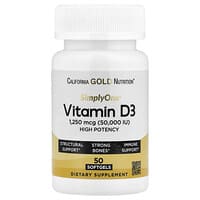 California Gold Nutrition, SimplyOne®（シンプリーワン）、ビタミンD3、1,250mcg（50,000IU）、ソフトジェル50粒