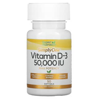 Super Nutrition, SimplyOne, Vitamina D3, 50.000 UI, 50 cápsulas blandas