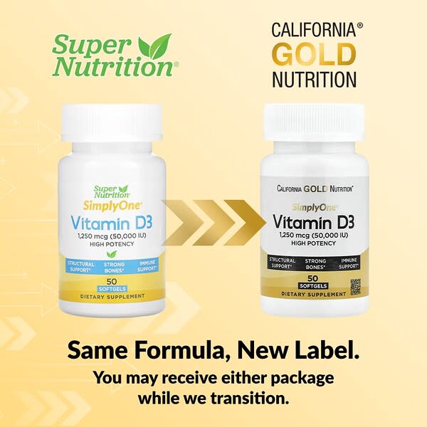 Super Nutrition, SimplyOne, Vitamin D3, 50,000 IU, 50 Softgels