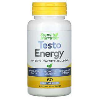 Super Nutrition, Testo Energy, 60 Cápsulas Vegetais