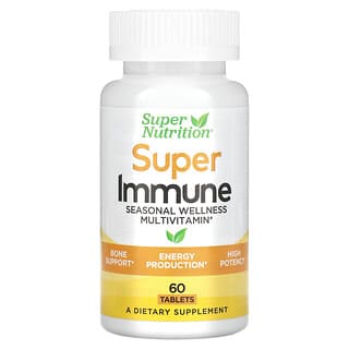 Super Nutrition, Super Immune, мультивитаминный комплекс с глутатионом для укрепления иммунитета, 60 таблеток