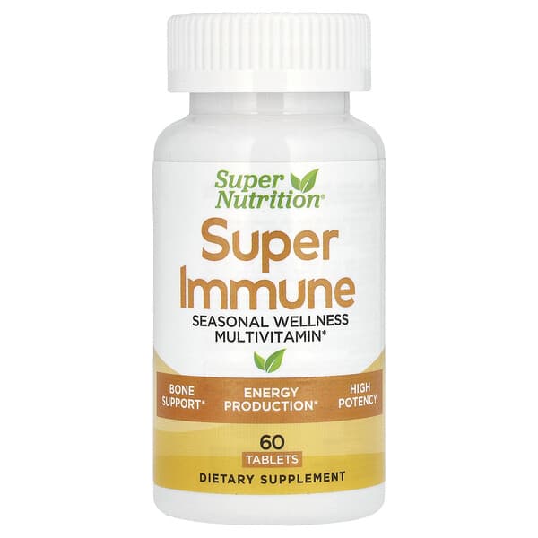 Super Nutrition, Super Kekebalan Tubuh, Multivitamin Penguat Kekebalan Tubuh dengan Glutation, Vitamin Berkhasiat Tinggi, Mineral, dan Herba, 60 Tablet
