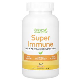 Super Nutrition, Super Immune, мультивитаминный комплекс с глутатионом для укрепления иммунитета, 240 таблеток