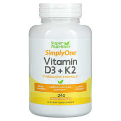 Super Nutrition, Vitamin D3 + K2, Nahrungsergänzungsmittel mit Vitamin D3 und K2, 240 pflanzliche Kapseln
