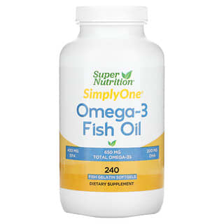 Super Nutrition, น้ำมันปลาโอเมก้า 3 ขนาด 1,000 มก. บรรจุแคปซูลนิ่มจากเจลาตินปลา 240 แคปซูล
