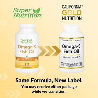 California Gold Nutrition, Huile de poisson riche en oméga-3,Triglycérides Vivomega, 1000 mg, 240 capsules à enveloppe molle à base de poisson