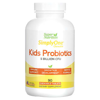 Super Nutrition, пробіотики для дітей, смак лісових ягід, 5 млрд КУО, 90 жувальних таблеток