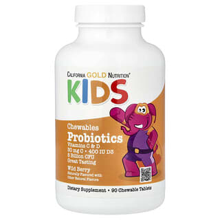 California Gold Nutrition, Kid’s Probiotics, Wild Berry, 5 Billion CFU, 90 Chewable Tablets