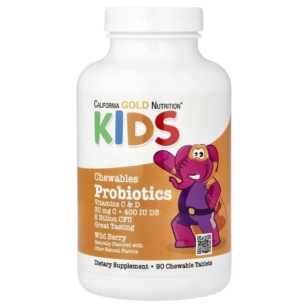 California Gold Nutrition, Kid’s Probiotics, Wild Berry, 5 Billion CFU, 90 Chewable Tablets — product photo 1