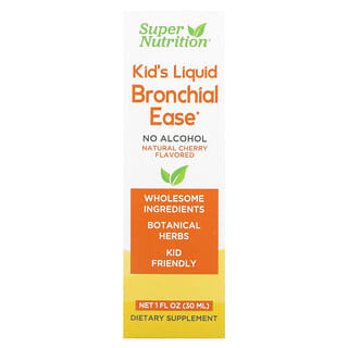 Super Nutrition, Suplemento líquido de alivio bronquial para niños, Sin alcohol, Cereza, 30 ml (1 oz. líq.)