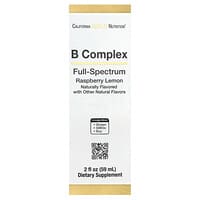 California Gold Nutrition, B Kompleks Spektrum Penuh dengan Vitamin B12, Asid Pantothenik, Biotin dan Niasin, Lemon Raspberi, 2 fl oz (59 ml)