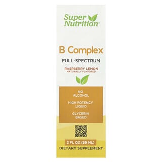 Super Nutrition, Complexe de vitamines B, Spectre complet, Framboise et citron, 59 ml