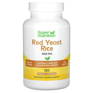 Super Nutrition, Levure de riz rouge, 600 mg, 120 capsules végétales