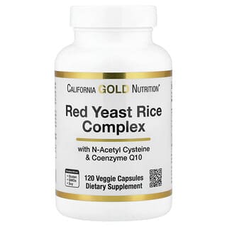 California Gold Nutrition, Complexe de levure de riz rouge biologique avec N-acétylcystéine, coenzyme Q10 et extrait de chardon-Marie, 120 capsules végétales