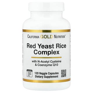 California Gold Nutrition, комплекс с органическим красным ферментированным рисом, N-ацетилцистеином, коэнзимом Q10 и экстрактом расторопши, 120 вегетарианских капсул